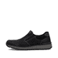 Mocassins Rieker noirs pour homme B9062-00 avec bande élastique. Côté extérieur de la chaussure.