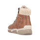 Hellbraune Rieker Damen Schnürstiefel 45931-24 mit flauschigem Schaftrand. Schuh von oben.