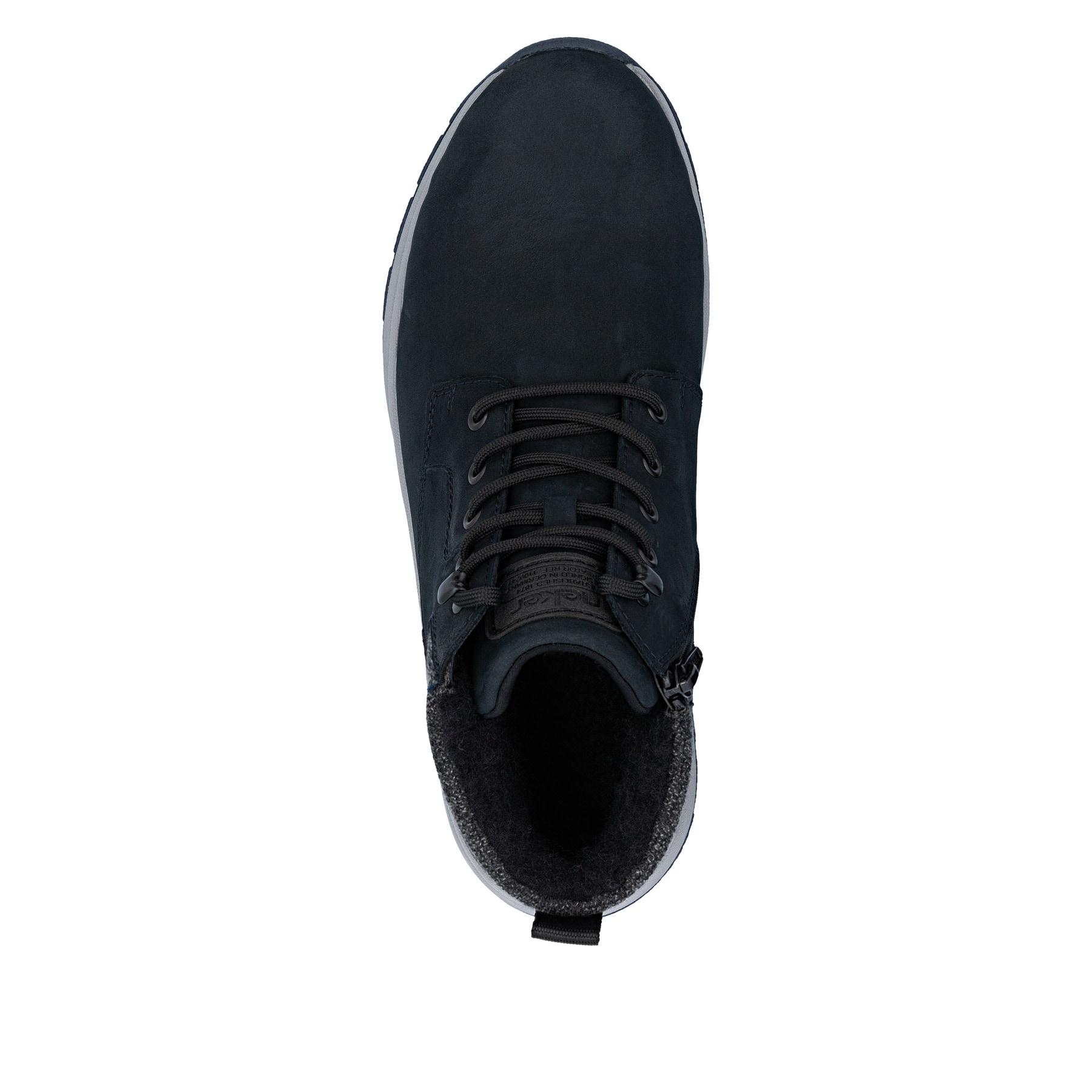 Blaue Rieker Herren Schnürstiefel 11004-14 aus Rauleder. Schuh von oben.