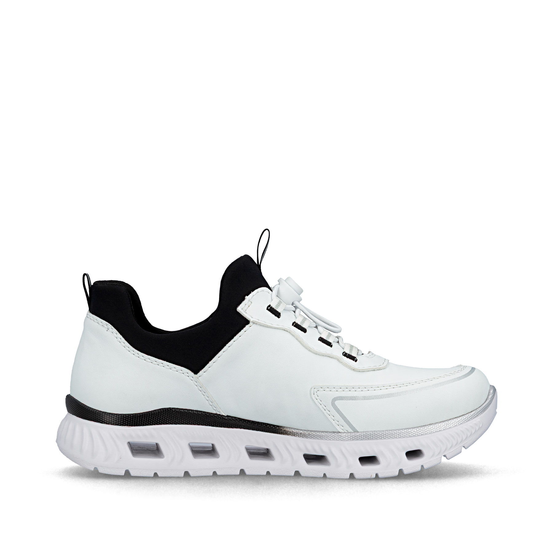 Baskets basses Rieker blanches végétaliennes pour femme M6062-80. Intérieur de la chaussure.
