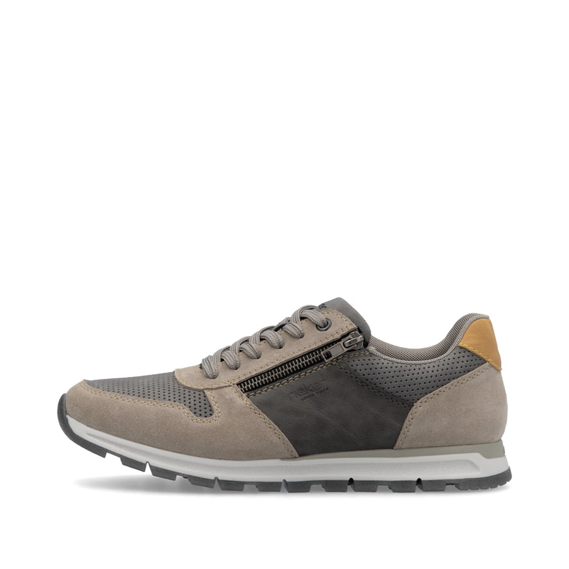 Graue Rieker Herren Sneaker Low B0505-42 mit Reißverschluss sowie Extraweite I. Schuh Außenseite.