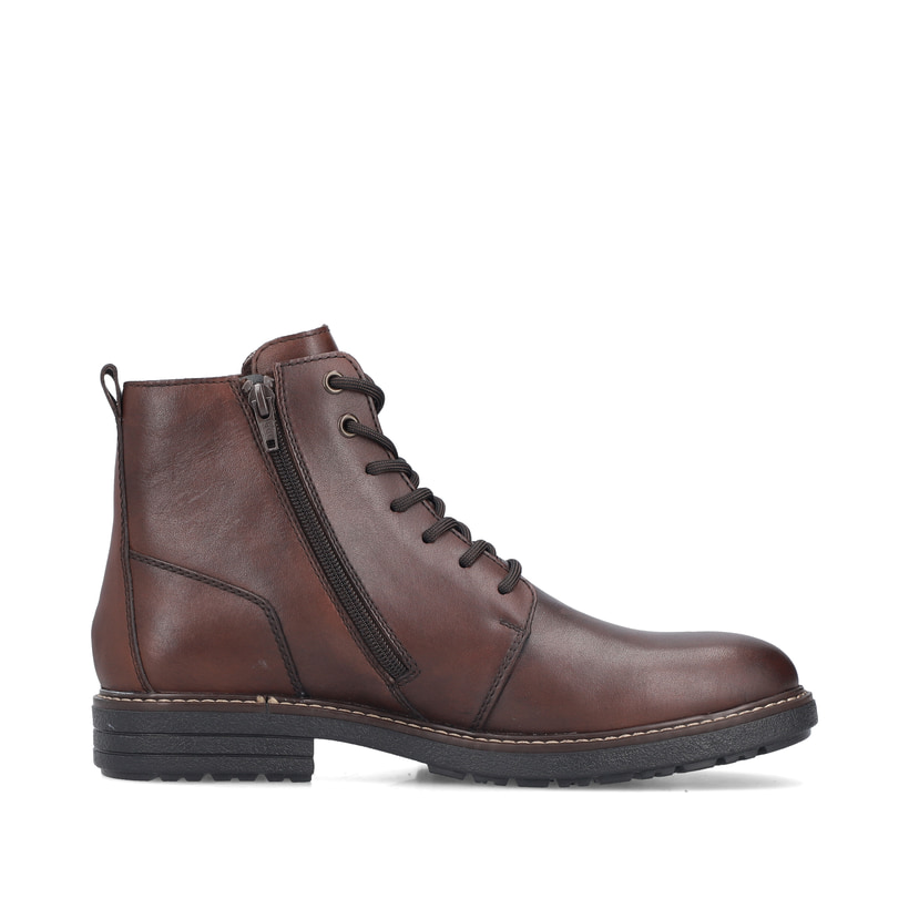 Dunkelbraune Rieker Herren Schnürstiefel 33143-25 aus Glattleder. Schuh Innenseite.