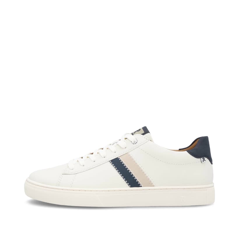 Weiße Rieker Herren Sneaker Low U0705-80 mit einer Schnürung. Schuh Außenseite.