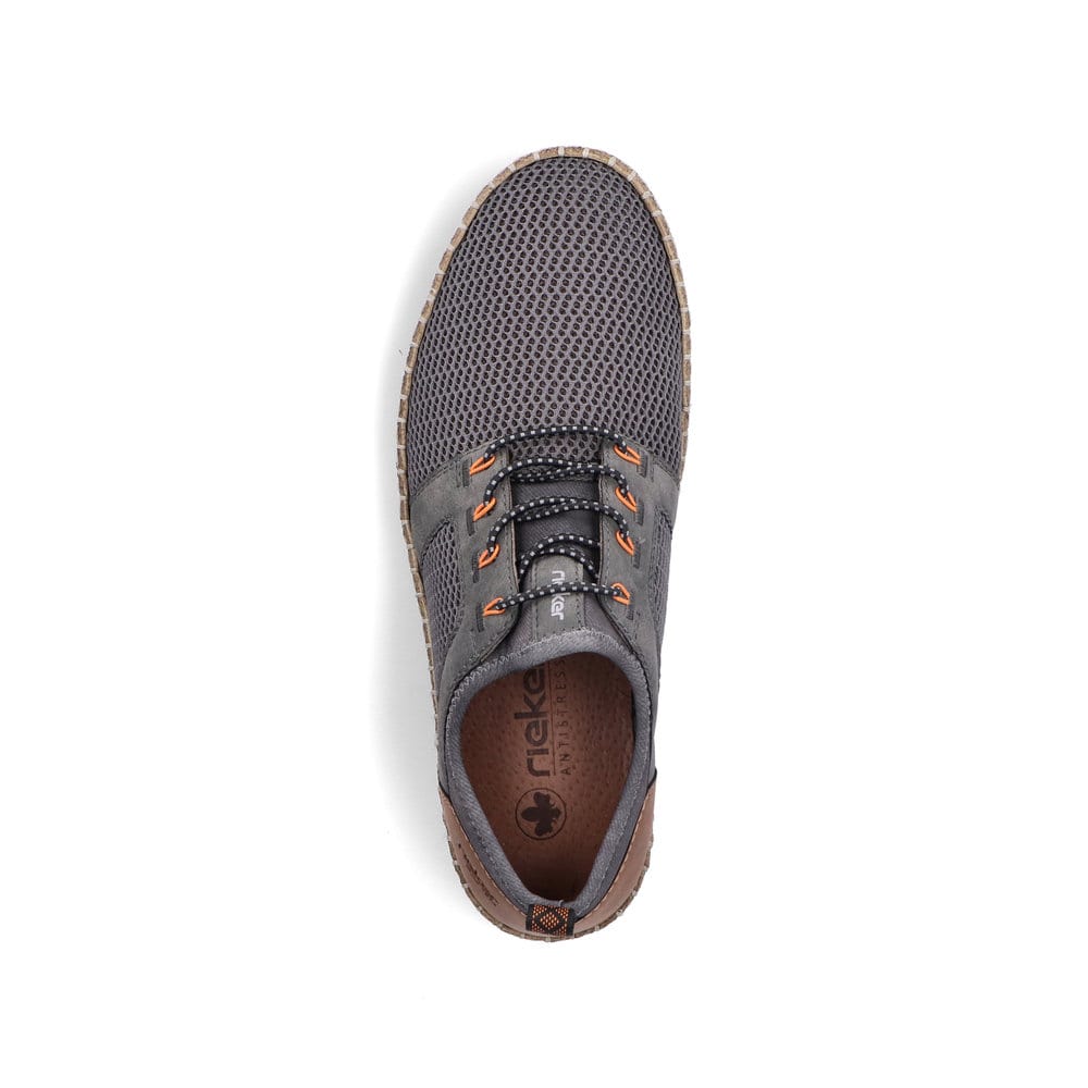 Chaussons Rieker gris pour homme B5252-45 avec bande élastique. Chaussure vue de dessus.