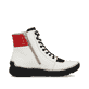 Weißschwarze Rieker Damen Schnürstiefel 45904-60 mit einem Reißverschluss. Schuh Innenseite.