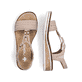 Beige Rieker Keilsandaletten V3662-62 mit Gummizug sowie einer leichten Sohle. Schuh von oben, liegend.