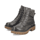 Dunkelgrüne Rieker Damen Schnürstiefel 92920-54 mit einem Reißverschluss. Schuhpaar seitlich schräg.