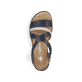 Blaue Rieker Keilsandaletten V3663-91 mit Klettverschluss sowie leichter Sohle. Schuh von oben.