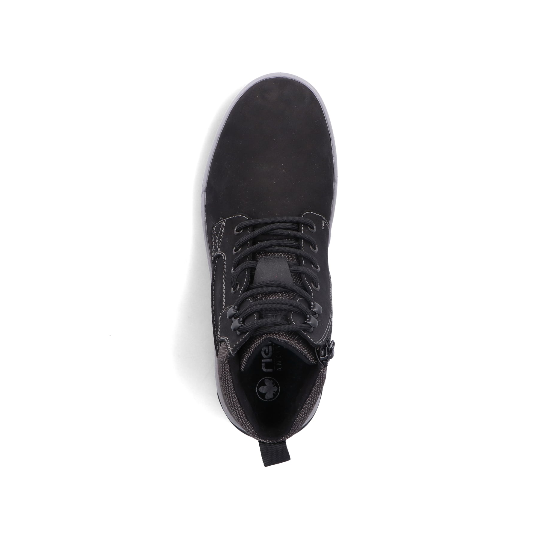 Schwarze Rieker Herren Schnürstiefel 36040-00 aus Rauleder. Schuh von oben.