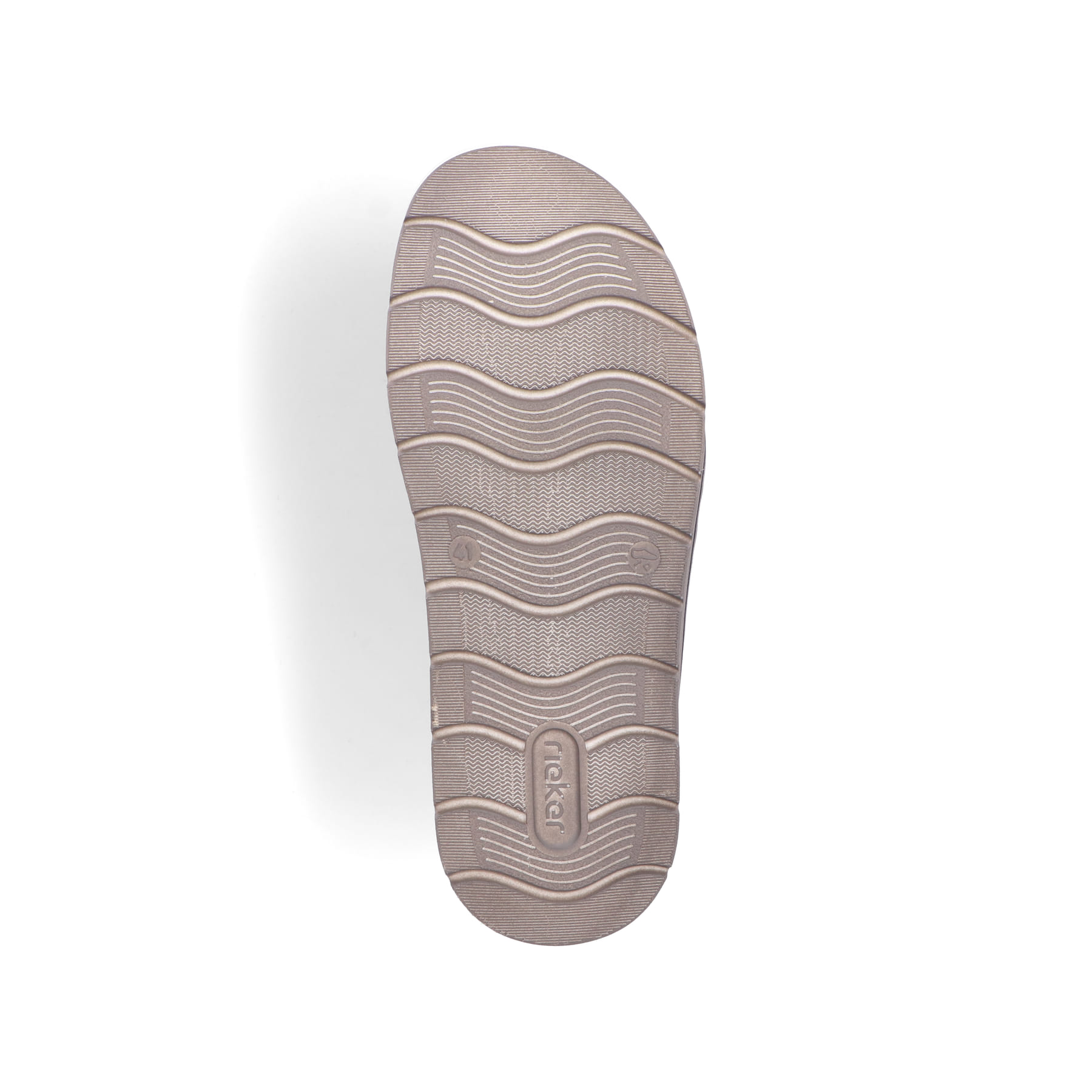 Schieferblaue Rieker Herren Pantoletten 24350-14 mit einem Klettverschluss. Schuh Laufsohle.