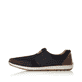 Blaue Rieker Herren Slipper 08869-14 mit einem Gummizug sowie Komfortweite G 1/2. Schuh Außenseite.