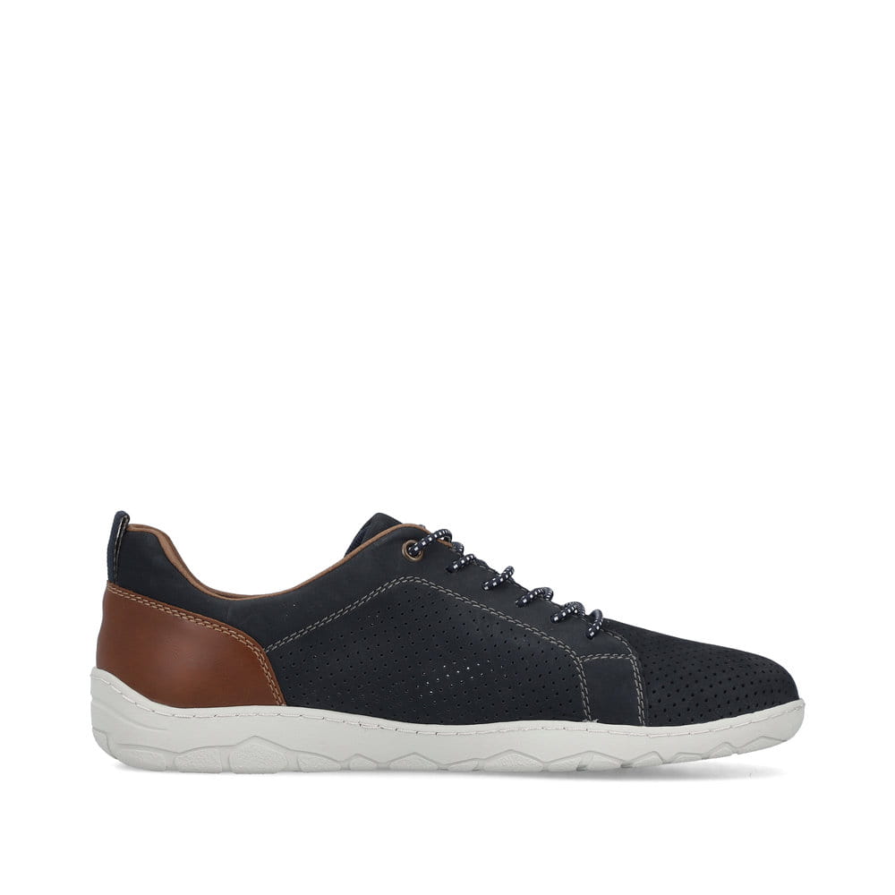 Mocassins Rieker bleus pour homme 08315-14 en cuir velours. Côté intérieur de la chaussure.