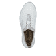 Weiße Rieker Damen Slipper L3259-80 mit einem Gummizug. Schuh von oben.