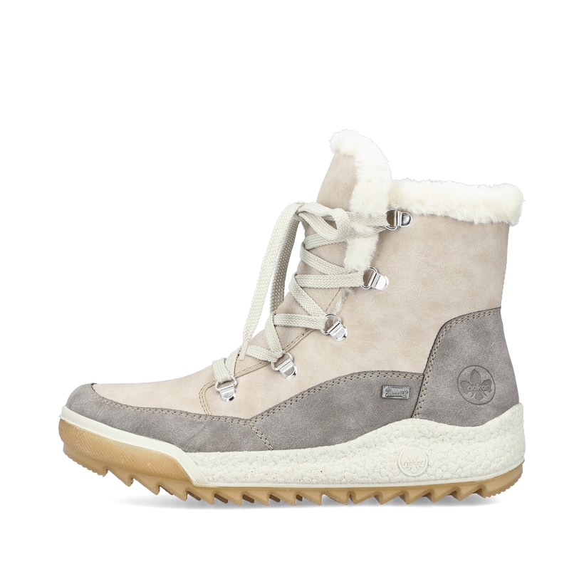 
Hellbeige Rieker Damen Schnürstiefel Y4744-61 mit Schnürung und Reißverschluss. Schuh Außenseite