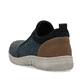 Blaue Rieker Herren Slipper 03555-14 mit modernen Ziernähten sowie Gummizug. Schuh von hinten.