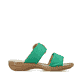 Grüne Rieker Damen Pantoletten 60894-52 mit einem Klettverschluss. Schuh Innenseite.
