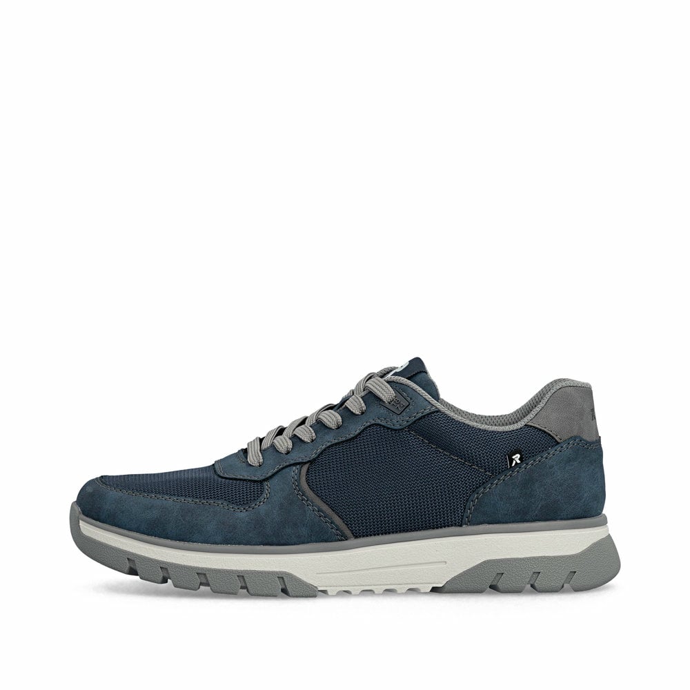 Blaue Rieker Herren Sneaker Low B9302-14 mit Reißverschluss sowie Extraweite H. Schuh Außenseite.