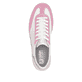 Weiße Rieker Damen Sneaker Low W2200-86 mit Schnürung sowie abriebfester Sohle. Schuh von oben.