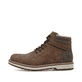 Dunkelbraune Rieker Herren Schnürstiefel F3811-24 mit einem Reißverschluss. Schuh Außenseite.
