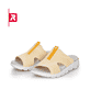Grüne Rieker Damen Pantoletten V8403-53 mit flexibler und super leichter Sohle. Schuh Außenseite gespiegelt.