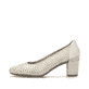 Beige Rieker Pumps 41057-60 mit Gummizug sowie einer extra weichen Decksohle. Schuh Außenseite.