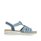Blaue Rieker Damen Riemchensandalen V0678-12 mit einem Gummizug. Schuh Innenseite.