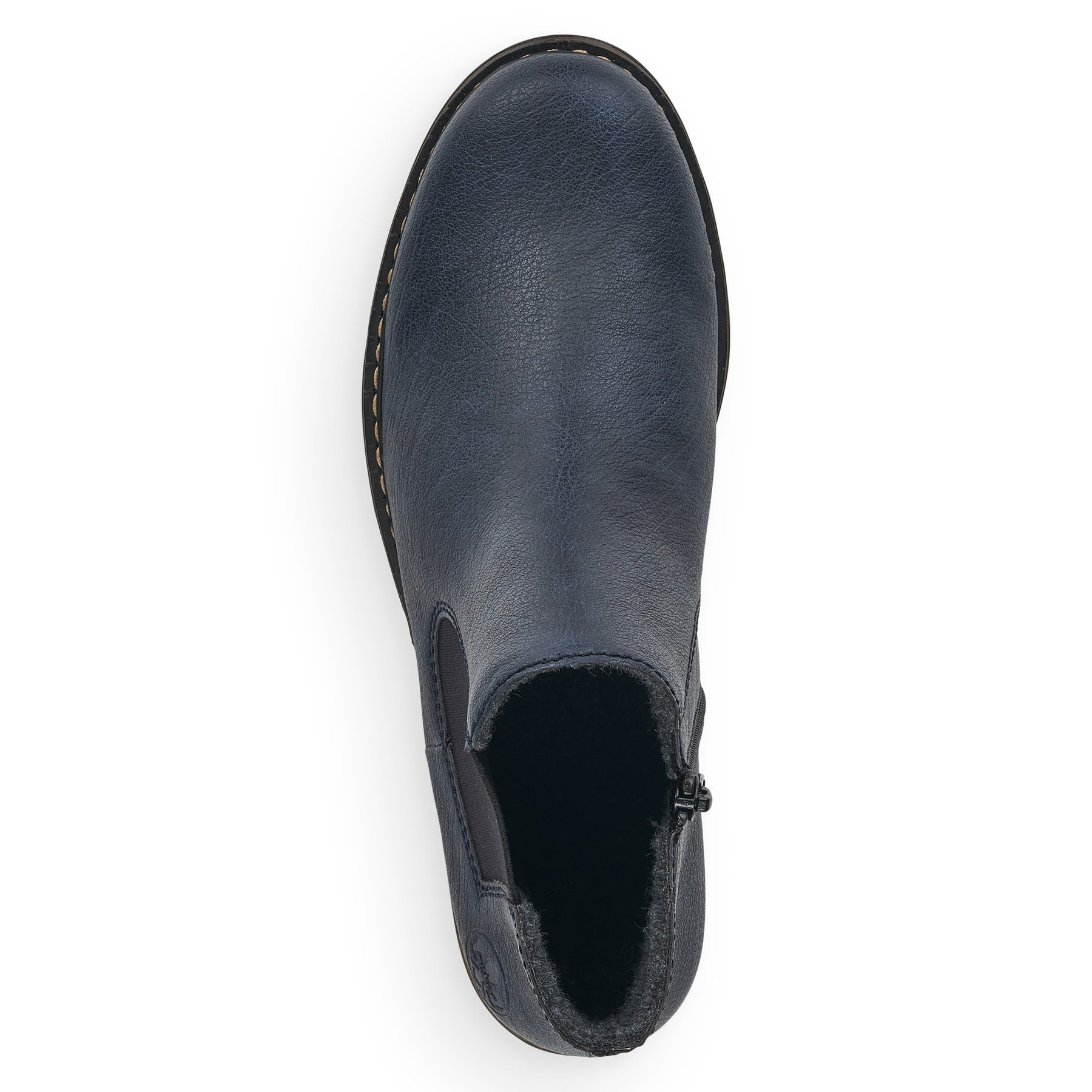 Marineblaue Rieker Damen Chelsea Boots Z4994-14 mit einer schockabsorbierenden Sohle. Schuh von oben