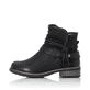 
Nachtschwarze Rieker Damen Kurzstiefel 94689-00 mit einer Profilsohle mit Blockabsatz. Schuh Außenseite