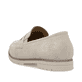 Beige Rieker Damen Loafer 45300-62 mit Gummizug sowie schmaler Passform E 1/2. Schuh von hinten.