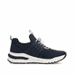Dunkelblaue Rieker Damen Sneaker Low M6651-14 mit Gummizug sowie Extraweite H. Schuh Innenseite.