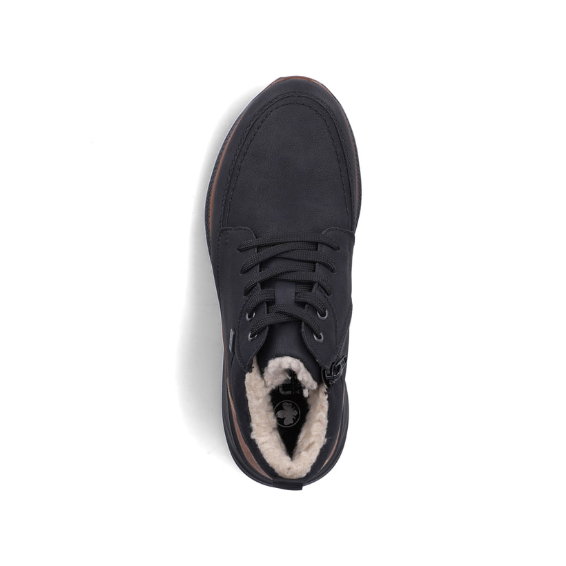 Schwarze Rieker Herren Schnürstiefel B1824-00 mit wasserabweisender TEX-Membran. Schuh von oben.