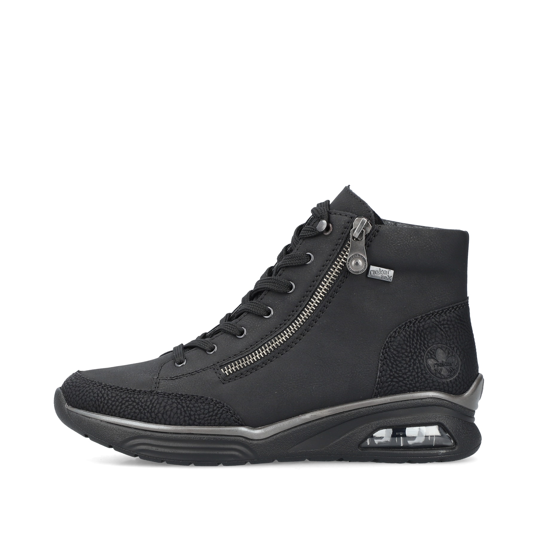 Weiße Rieker Damen Sneaker Low M5520-91 mit einer strapazierfähigen Sohle. Schuh Außenseite gespiegelt.