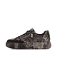 Dunkelbraun-schwarze Rieker Damen Sneaker Low M7711-26 mit floralem Aufdruck. Schuh Außenseite.