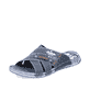 Blaue Rieker Herren Pantoletten 21999-14 mit der Extraweite H 1/2. Schuh seitlich schräg.
