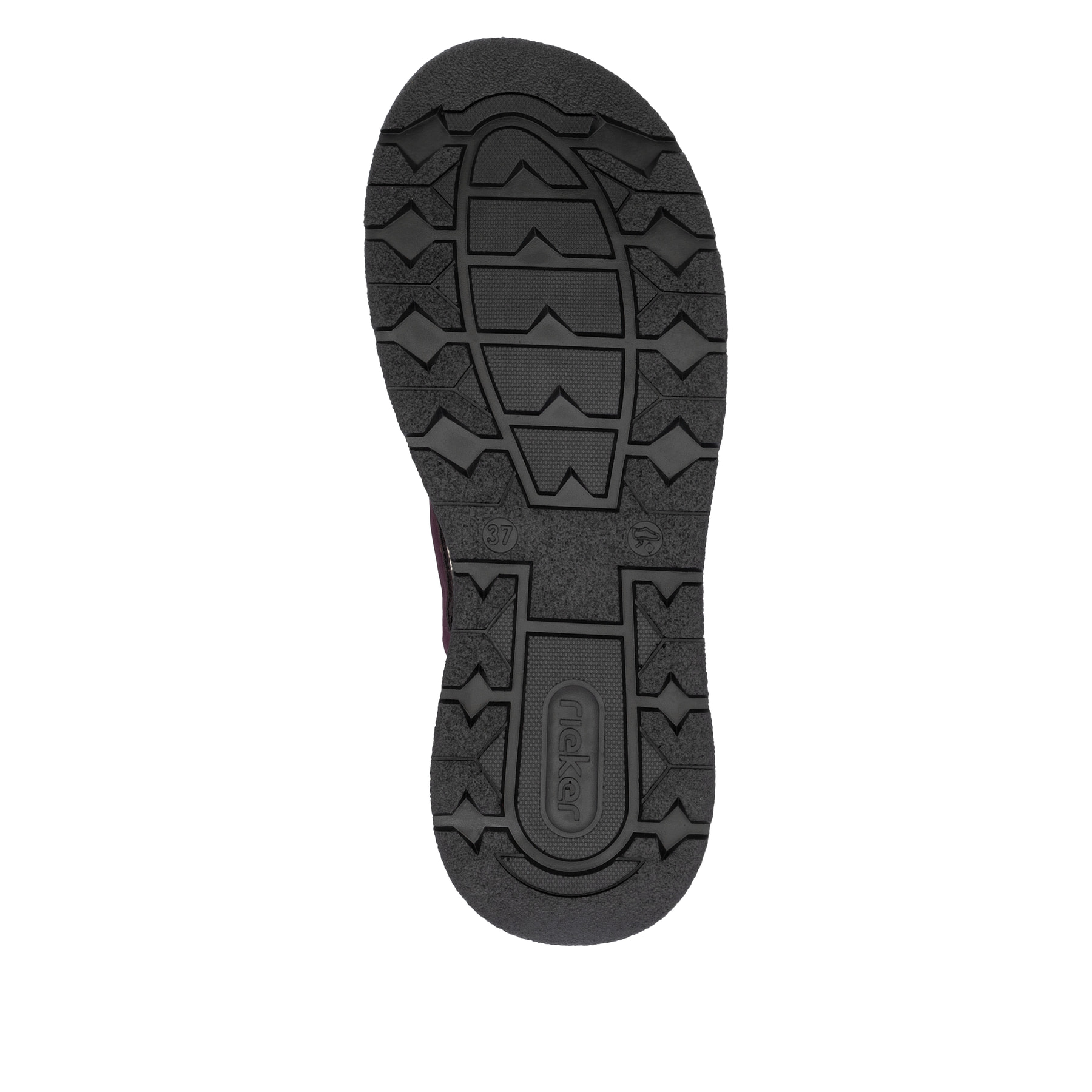 Rotschwarze Rieker Damen Slipper 44560-30 mit Rieker Air Sohlenfenster. Schuh Laufsohle.