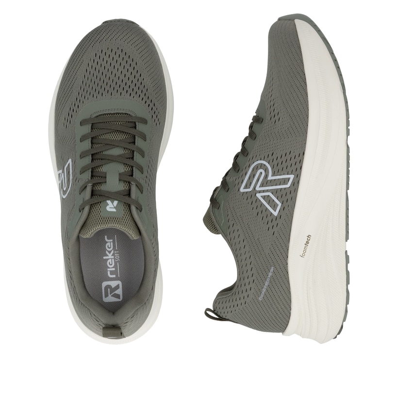 Grüne Rieker Sport Herren Sneaker Low U4101-54. Schuh von oben, liegend.