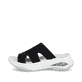 Schwarze vegane Rieker Damen Pantoletten W3150-00 mit einem Gummizug. Schuh Außenseite.