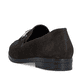 Dunkelbraune Rieker Damen Loafer 46262-25 aus Rauleder mit Schmuckelementen. Schuh von hinten.