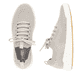 Beige waschbare Rieker Herren Slipper U1103-62 mit einem Gummizug. Schuh von oben, liegend.