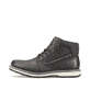 
Asphaltschwarze Rieker Herren Schnürstiefel 38441-01 mit einer robusten Profilsohle. Schuh Außenseite