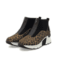 Schwarz-braune Rieker Damen Sneaker High N6352-90 mit einem Reißverschluss. Schuhpaar seitlich schräg.