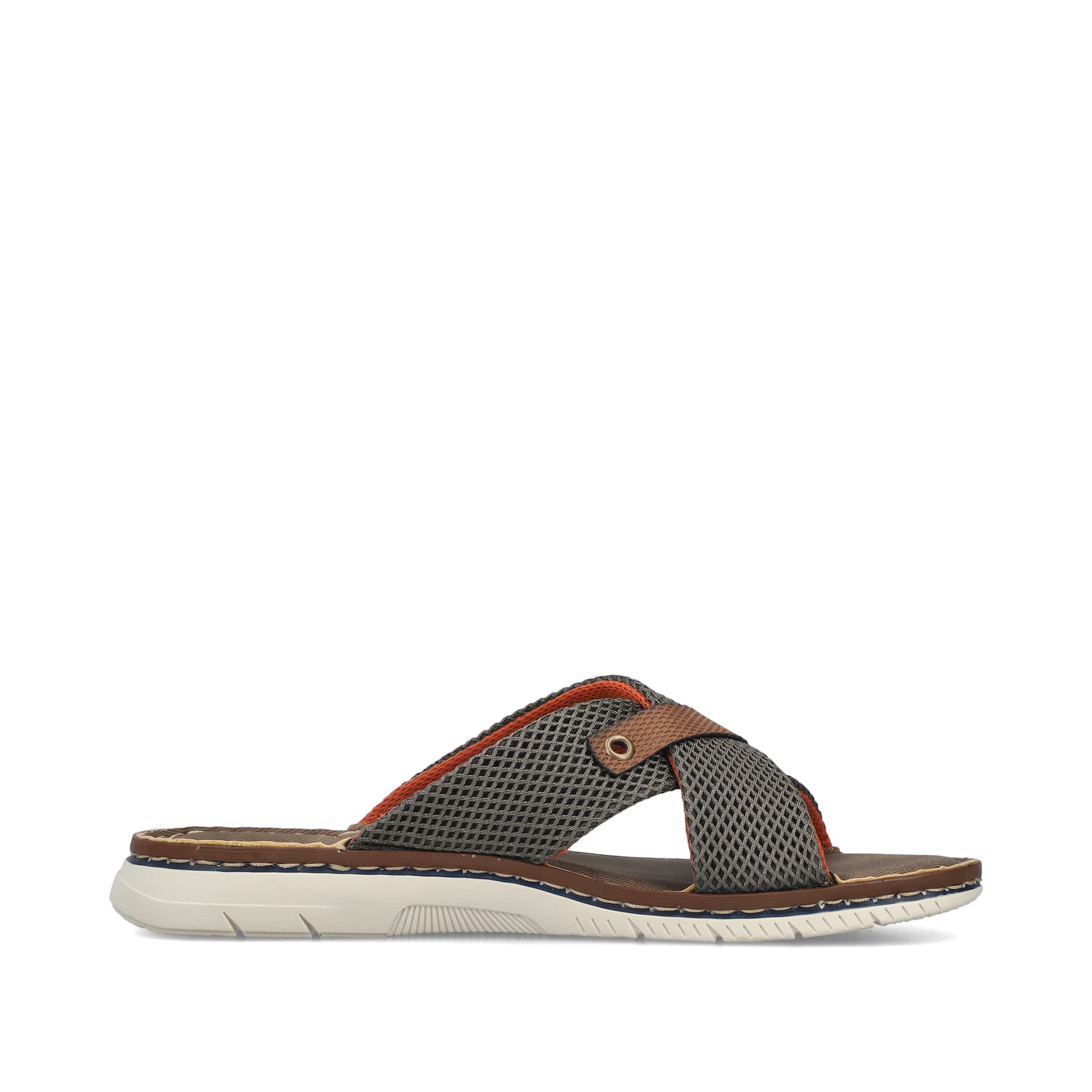 Grüne Rieker Herren Pantoletten 21340-54 mit der Komfortweite G. Schuh Innenseite.