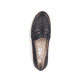 Schwarze Rieker Damen Loafer 45300-00 mit Gummizug sowie schmaler Passform E 1/2. Schuh von oben.