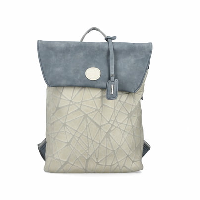 Rieker Rucksack H1386-13 in Blau mit Reißverschluss, diebstahlsicherem Rückenfach und Laptopfach. Vorderseite.