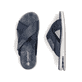 Blaue Rieker Herren Pantoletten 29083-14 mit Rieker Air Sohlenfenster. Schuh von oben, liegend.