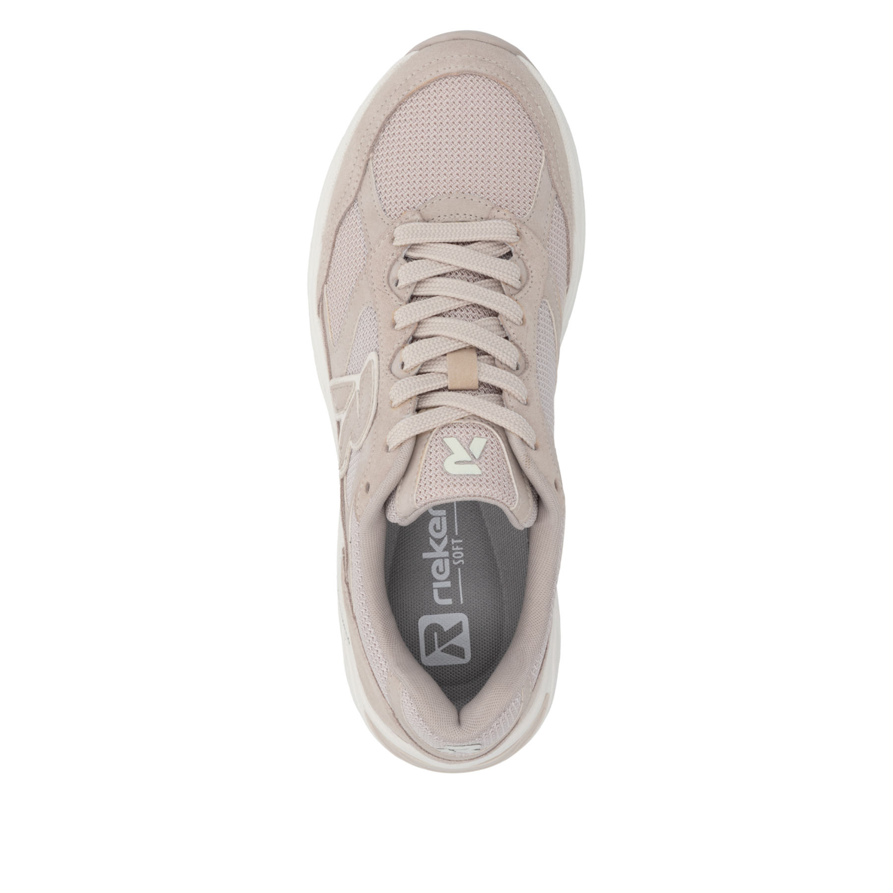Beige Rieker Sport Damen Sneaker Low W4201-60. Schuh von oben.