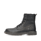 
Graphitschwarze Rieker Herren Schnürstiefel 31602-00 mit einer robusten Profilsohle. Schuh Außenseite