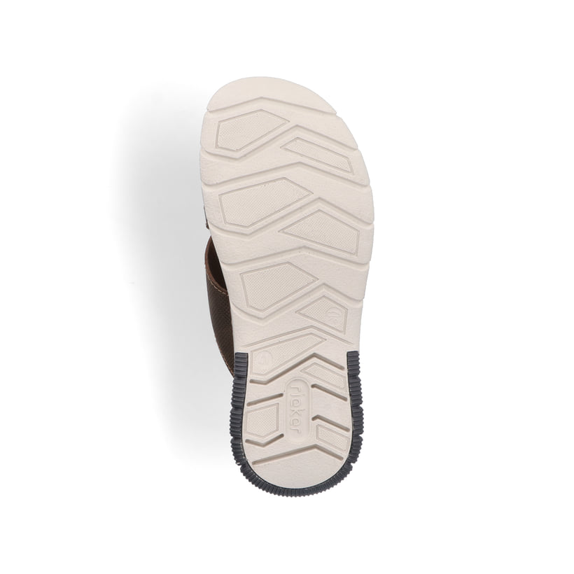 Braune Rieker Herren Pantoletten 25252-25 mit der Komfortweite G 1/2. Schuh Laufsohle.