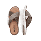 Braune Rieker Herren Pantoletten 25283-25 mit einem Klettverschluss. Schuh von oben, liegend.