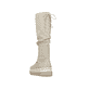 Cremefarbene Rieker Damen Hochschaftstiefel Y6370-60 mit gerafftem Schaft. Schuh von hinten.